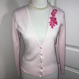 NEW YORK & COMPANY | vintage baby pink sweater cardi | size S